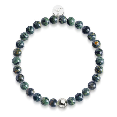 Jaspe Vert Minuit | Argent sterling .925 | Bracelet de perles de pierres précieuses de guérison